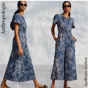 Anthropologie The Somerset Jumpsuit in Blue Bandana Print Small